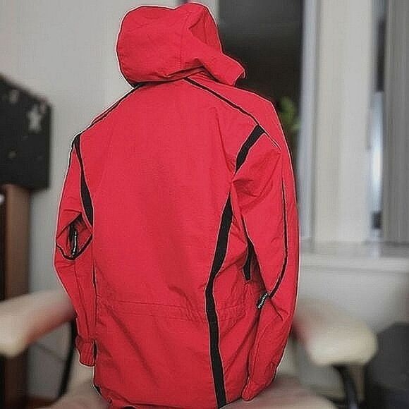 Vtg red half zip hooded pullover ski jacket - Picture 2 of 16